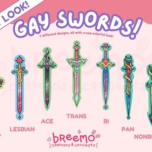 Insignias acrílicas con diseño de espada del orgullo LGBT, brillantes y holográficas.