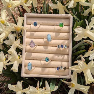 Sterling Silver Sea Glass and Gemstone Rings