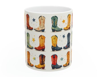 Bottes de cow-boy, tasse à café, tasses amusantes, tasse en céramique, 11 oz