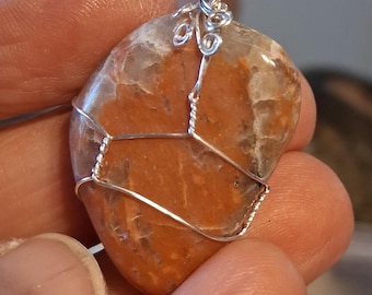 Handcrafted Prairie Fire Chalcedony "Calming Stone" Necklace No. 652