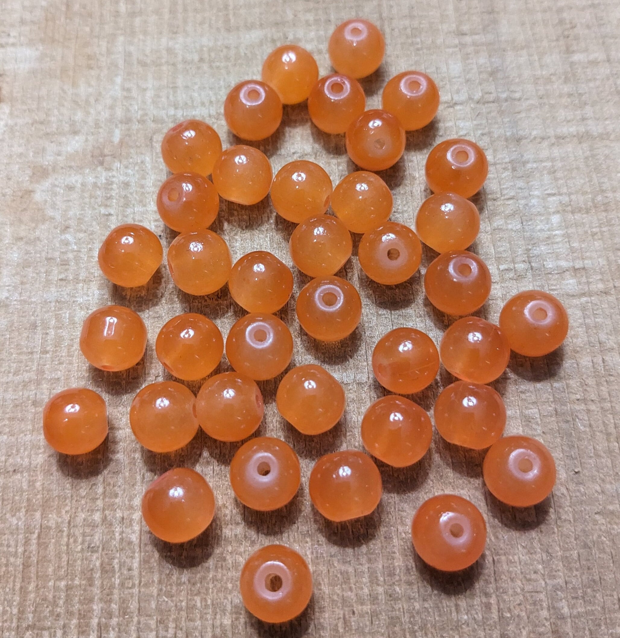 Fishing Beads, Steelhead Glass Premium Beads, Trout Beads, Salmon Beads,  8mm Orange Roe Natural Egg 