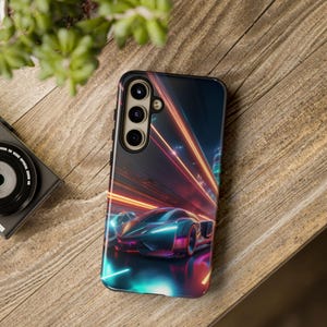 CyberPunk Magenta Car Tough Handyhülle - Stilvolle und langlebige Schutzhülle für Samsung Galaxy S24 S23 S22 Plus Ultra - Futuristisches Design