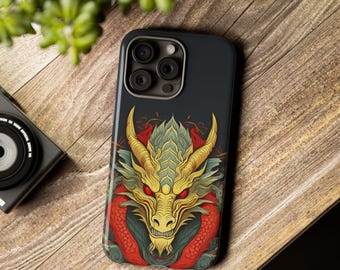 Funda para iPhone con diseño de dragón ardiente: una bestia mítica
