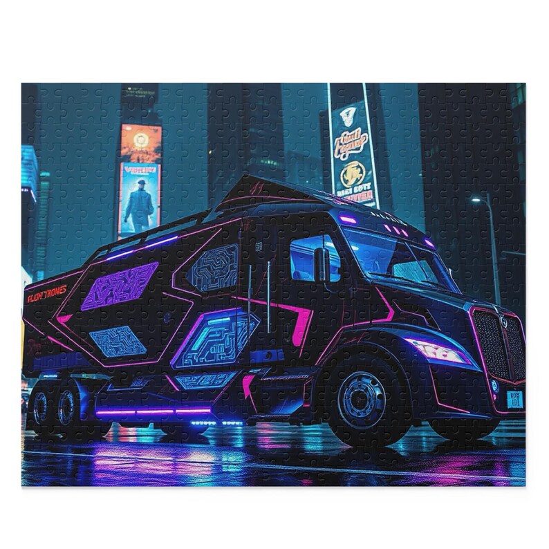 Cyberpunk Truck Puzzle 120, 252, 500 Pieces - Futuristic Neon City ...