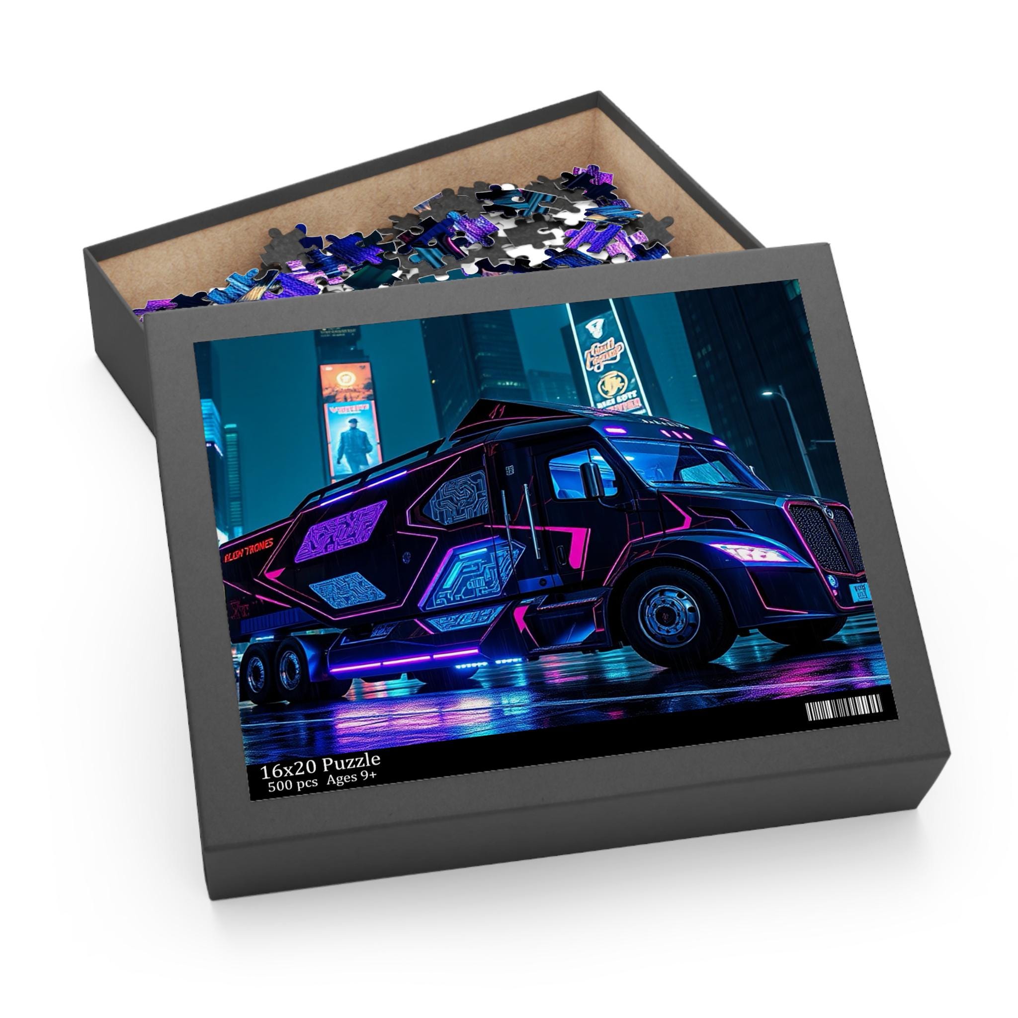 Cyberpunk Truck Puzzle 120, 252, 500 Pieces - Futuristic Neon City ...