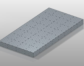 May include: A gray, rectangular, textured foam pad with a pattern of small, evenly spaced holes.