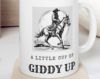 Mug Cowboy Giddy Up Coffee Mug Western Design Cowboy Mug Funny Saying Gift for Cowgirl