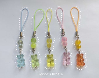 Gummy bear phone charm candy keychain accessory