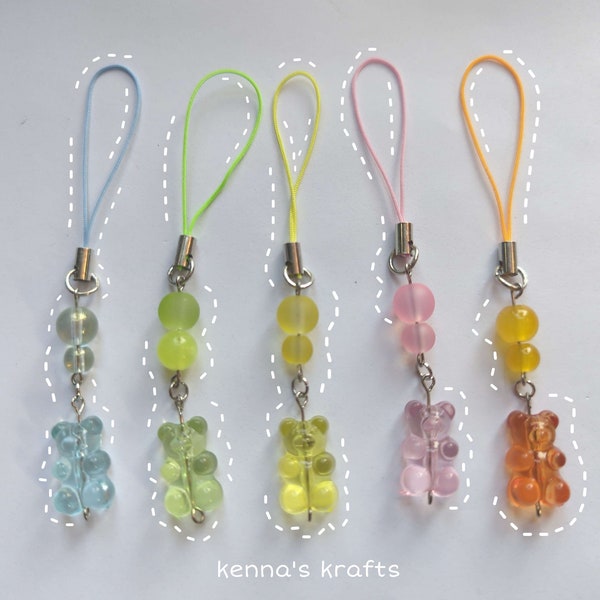 Gummy bear phone charm candy keychain accessory