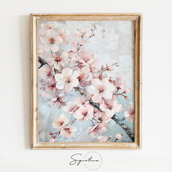 Cherry Blossom Tree Art Print, Printable Spring Bloom Art, Serene Sakura Wall Art, Pastel Floral Decor, Large Botanical Home Artwork | 318