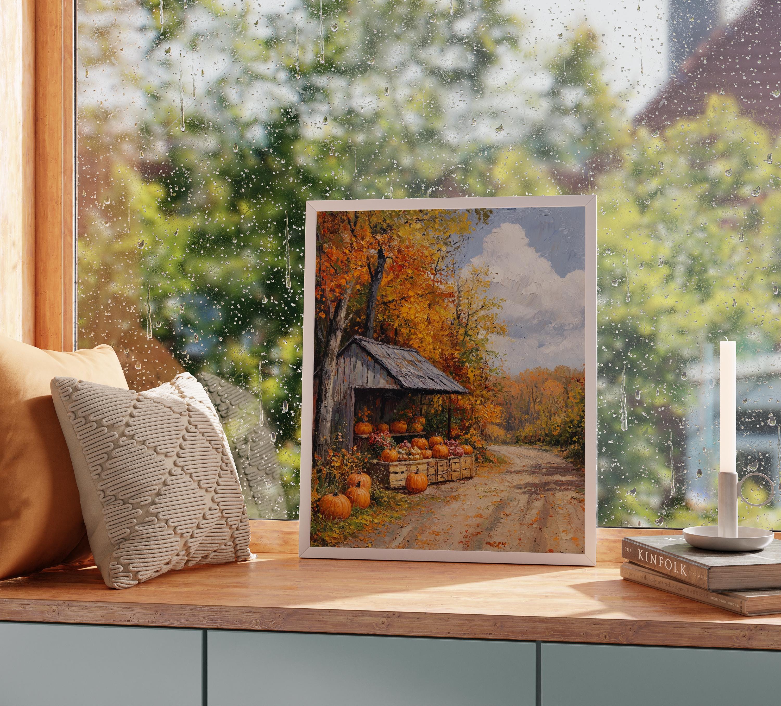 Tableaux Toile Déco Automne - Feuille D'érable Et Citrouille - 3 Pièces 30x40 Cm Sans Cadre - 4
