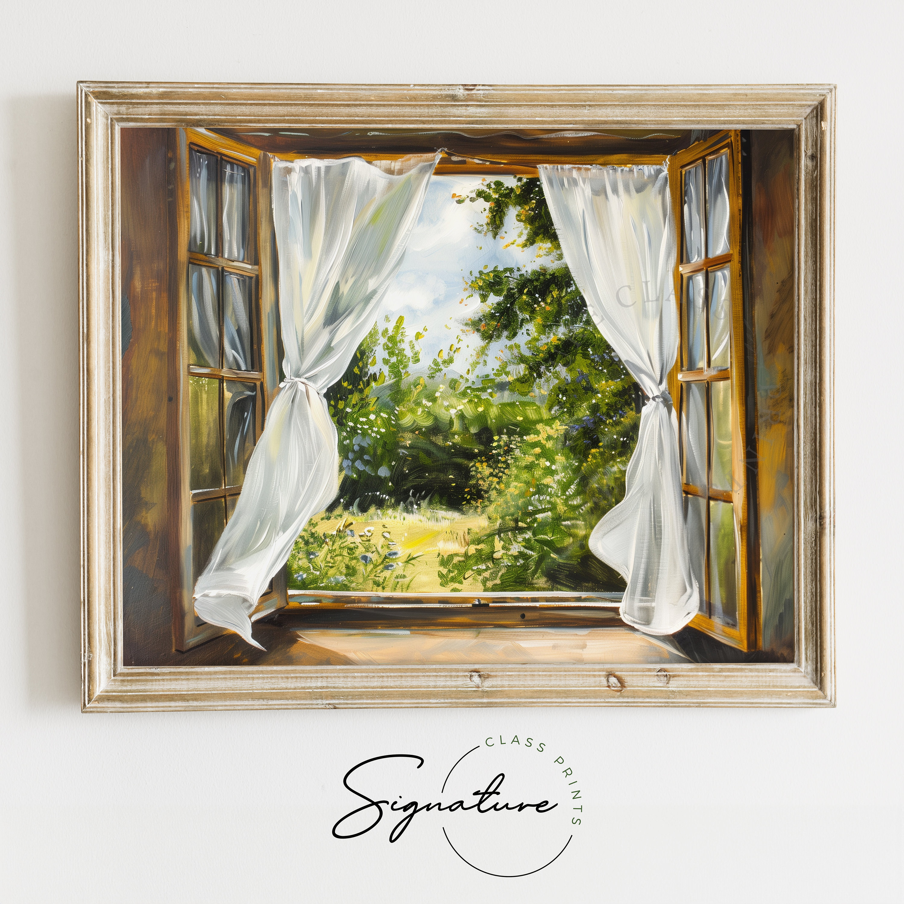 Open Window Summer Breeze Printable Art, Gentle Wind Artwork, Refreshing Room View Art, Peaceful Summer Decor, Vintage Window Style | 560