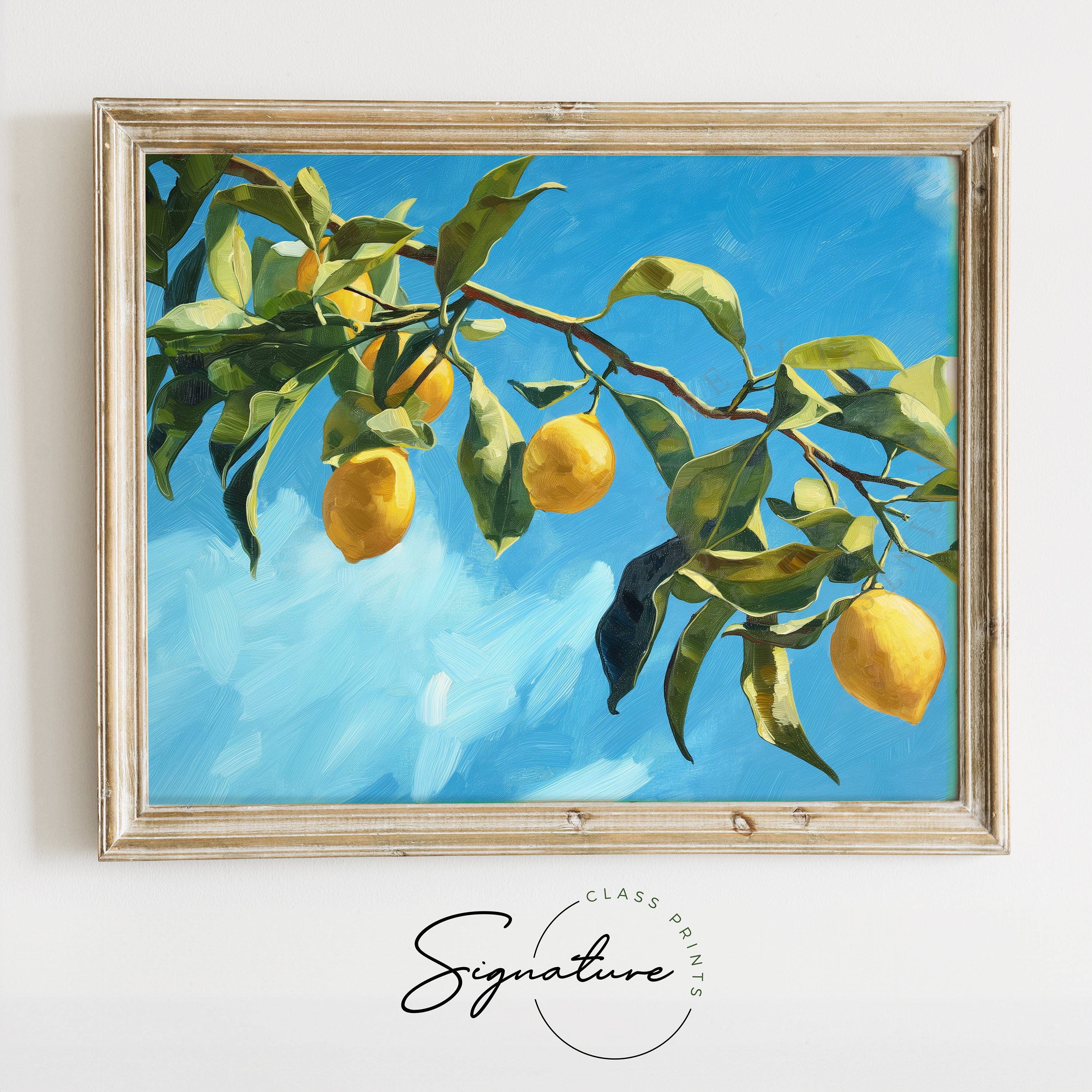 Sunny Citrus Grove Art Print - Ripe Lemon Tree Branches, Vibrant