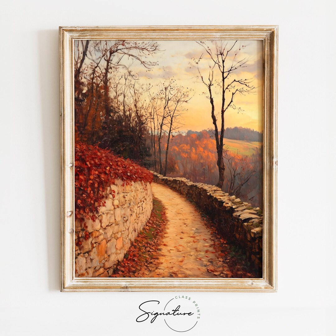 Autumn Pathway Wall Art, Printable Rustic Landscape, Cozy Fall Scene ...