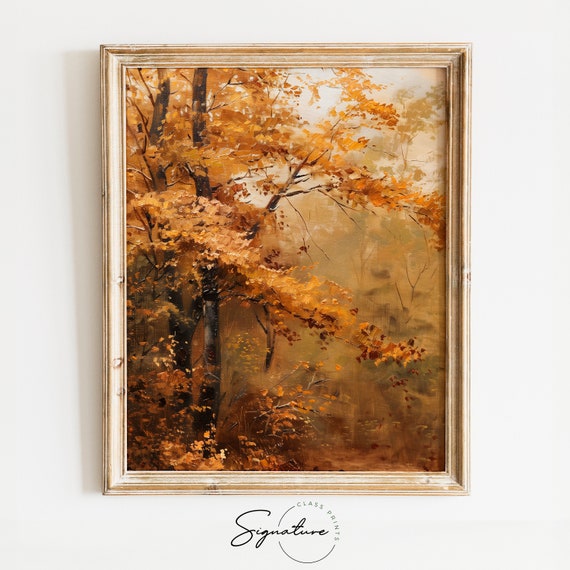 Autumn Whisper - New England Maple Forest Morning, Fall Serenity Art Print, Rustic Autumnal Woods Canvas, Golden Foliage Wall Decor | 287