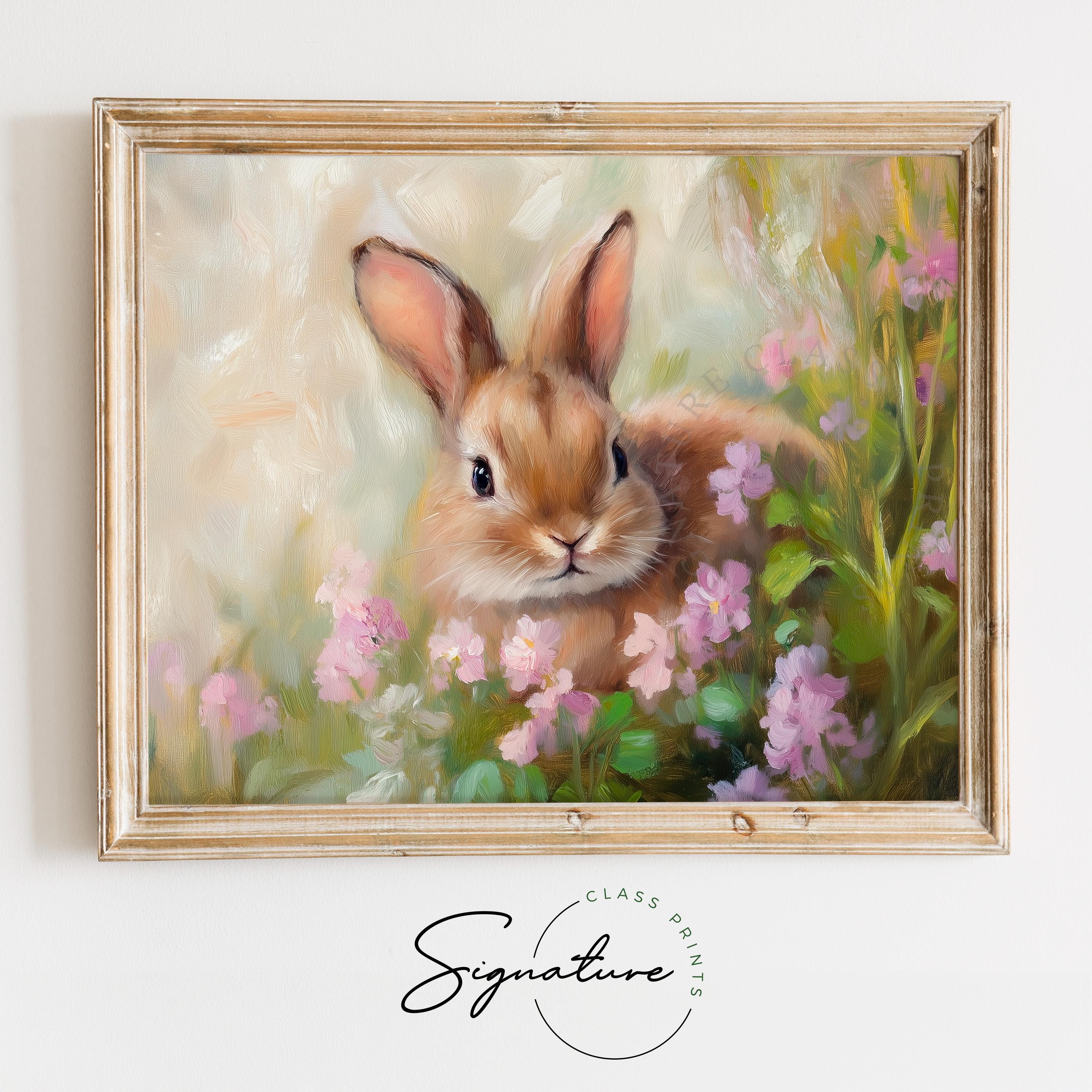 Tiny Bunny Nestled Among Spring Wildflowers - Easter Printable