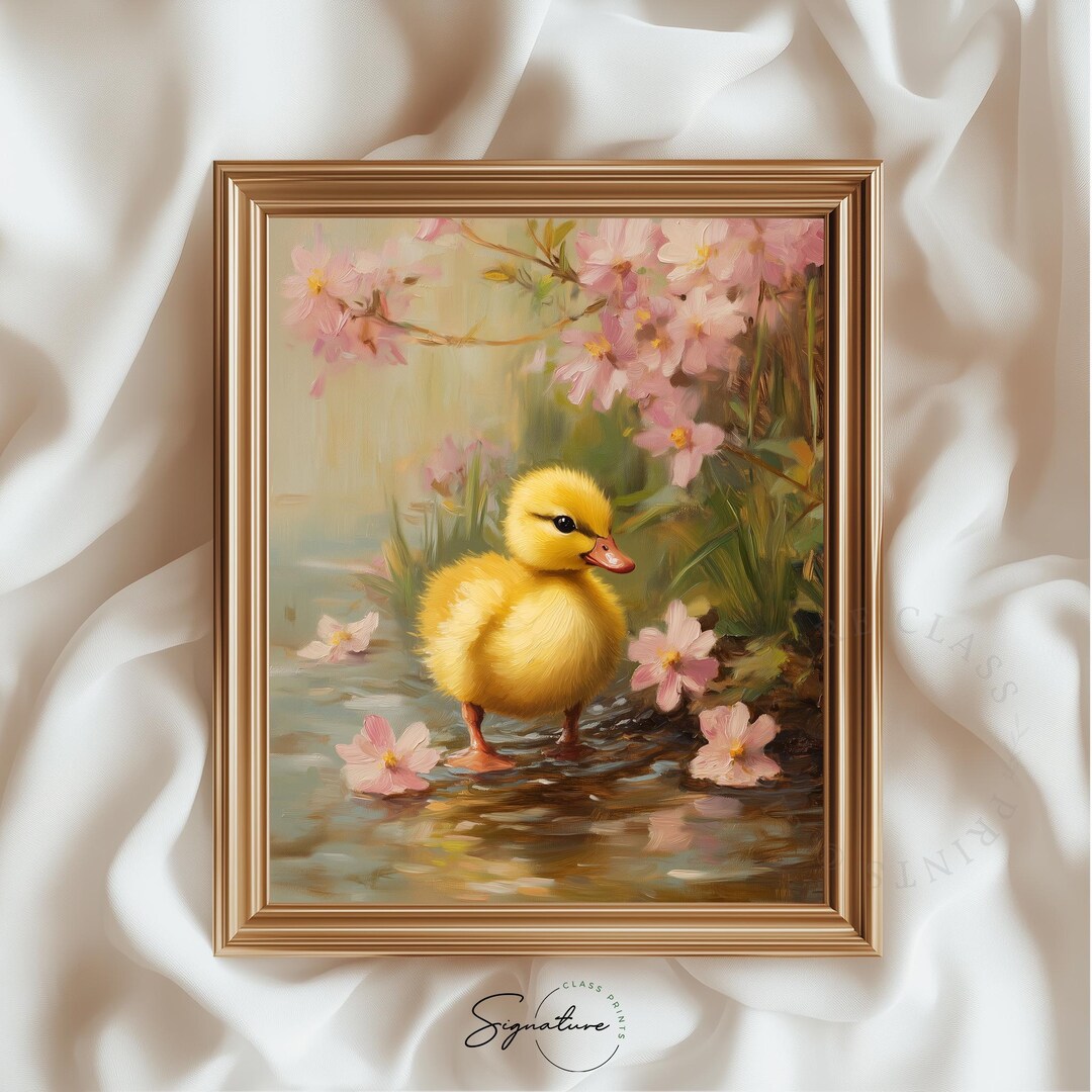 Spring Portrait Ducklings Spring Duckling Wall Art - Printable Duck Painting by Water's Edge ...