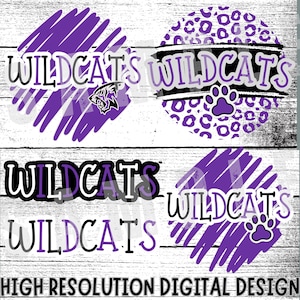 Wildcats Mascot PNG Bundle: Purple Preppy Designs (Digital Download)