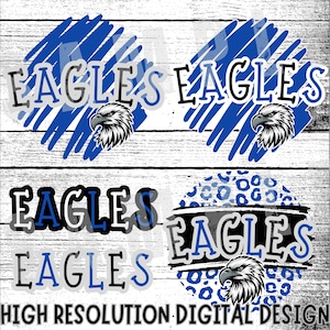 Blue Eagles Digital Download png Bundle, Preppy Eagles png Bundle, Eagles Mascot png Bundle, Mascot Bundle. Eagles blue and white