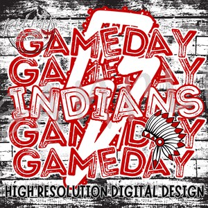Gameday Indians png, digital download, mascot png, lightning, repeat design