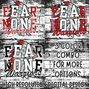 Warriors Fear None Digital Download png, Warriors Mascot png, Warriors red black png, Warriors red and white png, Warriors design download