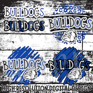 Blue Bulldogs Mascot Digital Download png bundle Preppy Bulldogs png blue and white Bulldogs design bundle