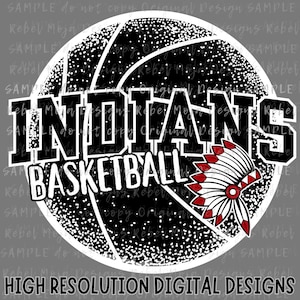 Indians Basketball Digital Download png Indians Mascot png Indians red and white png Indians red and black png Indians Spirit Wear Design