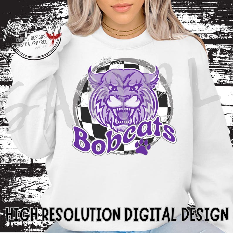 Bobcats Mascot PNG: Purple and White Digital Download - Etsy