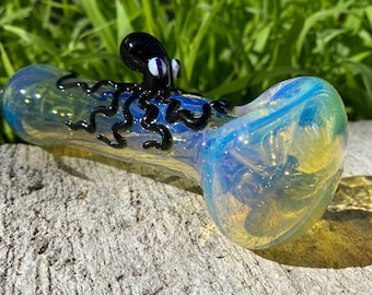 Octopus Tobacco Glass pipe silver fumed