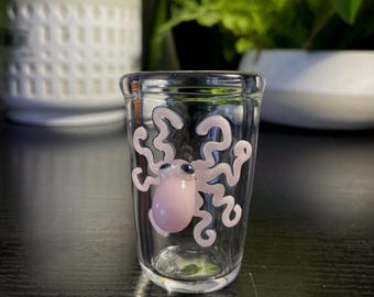 Octopus shot glass Hand Blown shot glass pink Cadillac