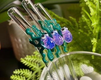 3pcs Octopus Glass straws purple