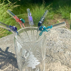 Reusable Glass Straws - Octopus Glass straws- Unique Glass Straws -Glass figurines -