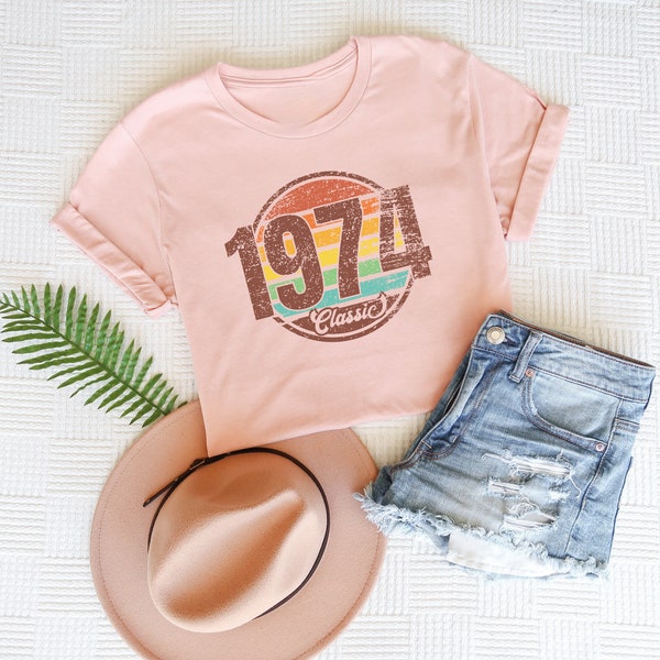 Retro 1974 T shirt, trendyBirthday Shirt, 50th Birthday Gift For Women Men, Vintage 1974 Shirt,1974 Classic Tee 50th Birthday Party Tshirts,