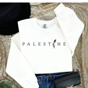 a white shirt with the word palestine on it