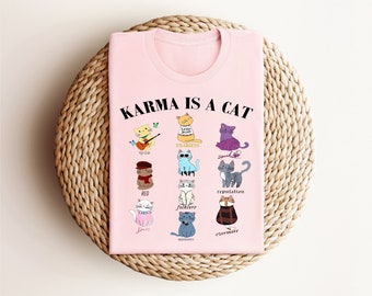 Karma Is A Cat Shirt, Swiftie Eras Cat Lover T-shirt , Swiftie Cat Tee Midnights Cat T-shirt, Merch Outfit , Eras Shirt, animal lover shirt