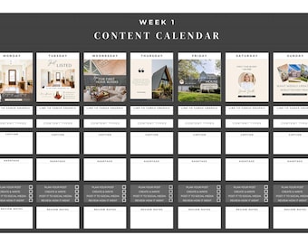 Social Media Content Calendar for Real Estate Google Sheets, Real Estate Content Calendar, Social Media Content Calendar Google Sheets Month