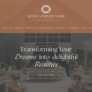 Event Planner Website Template Canva | Modern Website Template | Photographer Website Template | Wedding Planner Template | Event Planning