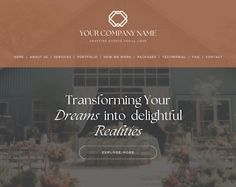 Event Planner Website Template Canva | Modern Website Template | Photographer Website Template | Wedding Planner Template | Event Planning