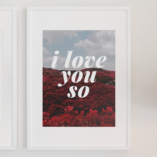 Valentines Day Decor | Retro Wall Decor | I Love You Wall Art | Ways To Say | Vday Print | Romantic Gift | Bedroom Decor | Pink Heart Print