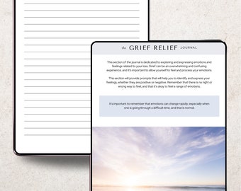 DIGITAL Grief and Loss Journal, Grief Gift Printable, Grief Journal Worksheets, Grief Counseling Workbook, Grief Therapy Worksheets 106 page