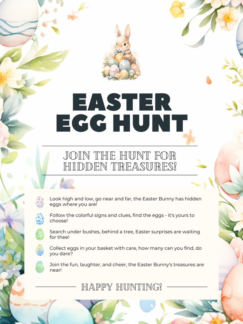 Easter Egg Hunt Sign, Printable Easter Egg Hunt Sign, Editable Easter ...
