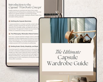 Plantilla de libro electrónico de guardarropa cápsula, plantilla de guía de guardarropa cápsula Canva, planificador de vestimenta, planificador de guardarropa editable, guía de guardarropa minimalista