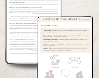 Mental Health Workbook For Teenagers, Teen Therapy Workbook, Anxiety Journal, Kids Mental Health, Teenager Coping Skills, GAD, Self Care