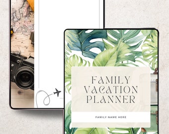 Planificador de vacaciones familiares Canva editable, plantilla de planificador de viajes digital, rastreador de presupuesto de vacaciones, lista de embalaje del itinerario de viaje Lista de verificación de viaje