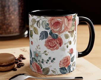 Floral Mug, Gift for Her,  Mothers Day Mug, Gift, Cottagecore Coffee Mug, Pastel Floral Nature Mug, Flower Garden Lover