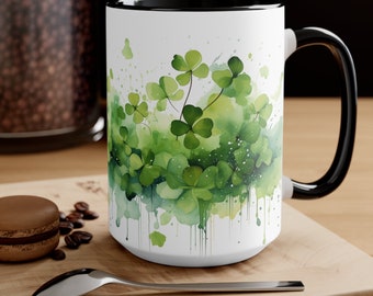 St Patricks Day Mug, Clover Mug, Shamrock Mug, Lucky Mug, Green Gift Mug, Luck Of the Irish, Gift for Him, Gift for Her (Clover 1)