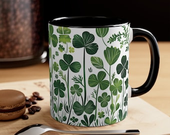 St Patricks Day Mug, Clover Mug, Shamrock Mug, Lucky Mug, Green Gift Mug, Luck Of the Irish, Gift for Him, Gift for Her (Clover 2)