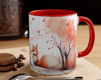 Valentine's Day Gift for Her, Valentine's Mug for her, Gift, Cute Valentine's Day Mug, Fox Mug, Spring Mug, Nature Mug