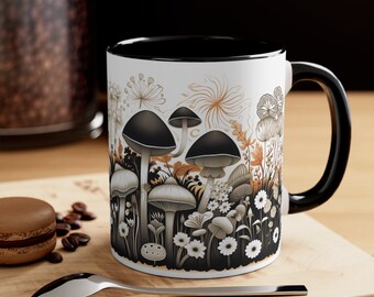 Forest Mushroom Mug, Magic Mushroom, Mushroom spores mug, Gift for Him, GIft for Her, Vintage cottage core mug, Nature Lover mug