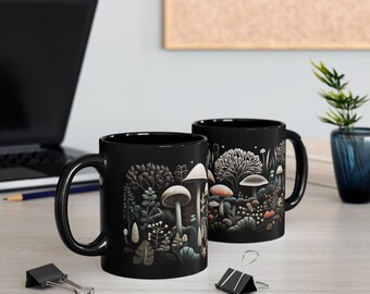 Forest Mushroom Mug, Magic Mushroom, Mushroom spores mug, Gift for Him, Gift for Her, Vintage cottage core mug, Nature Lover mug